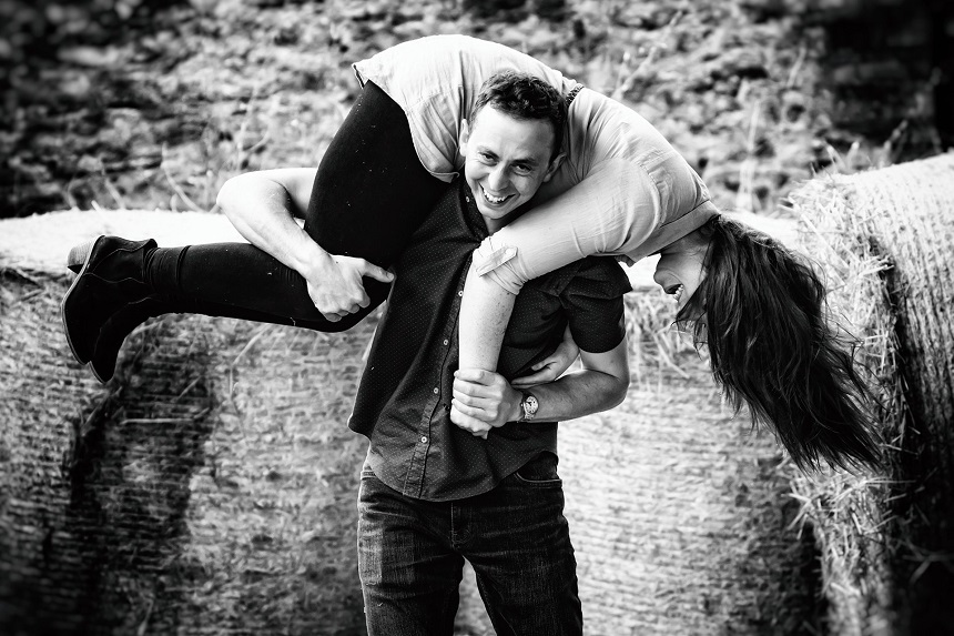 Edward and Rhian in the barn